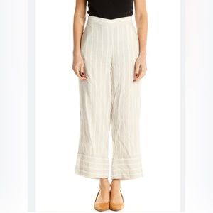 Loft Striped Linen Cropped Pull On Pants